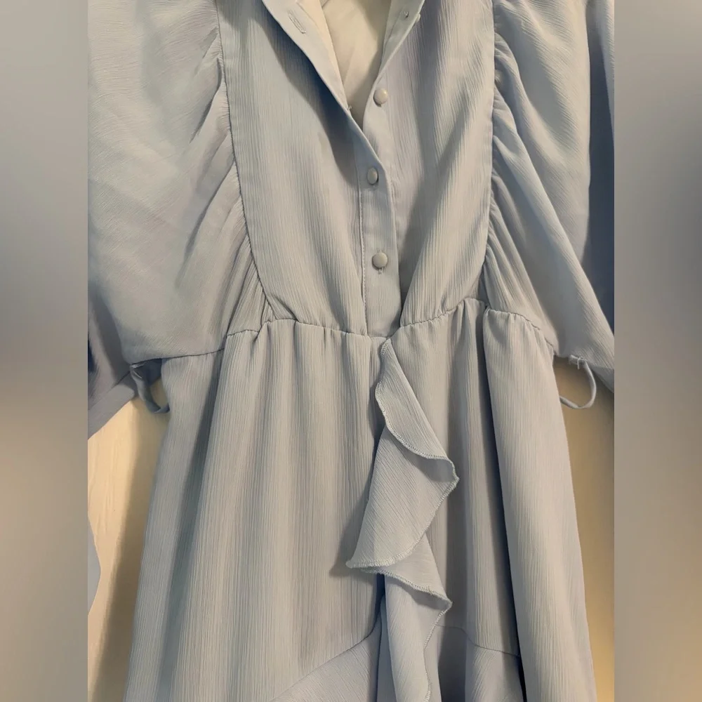 Simplee Light Blue Ruffled Dress - Picture 2 of 4